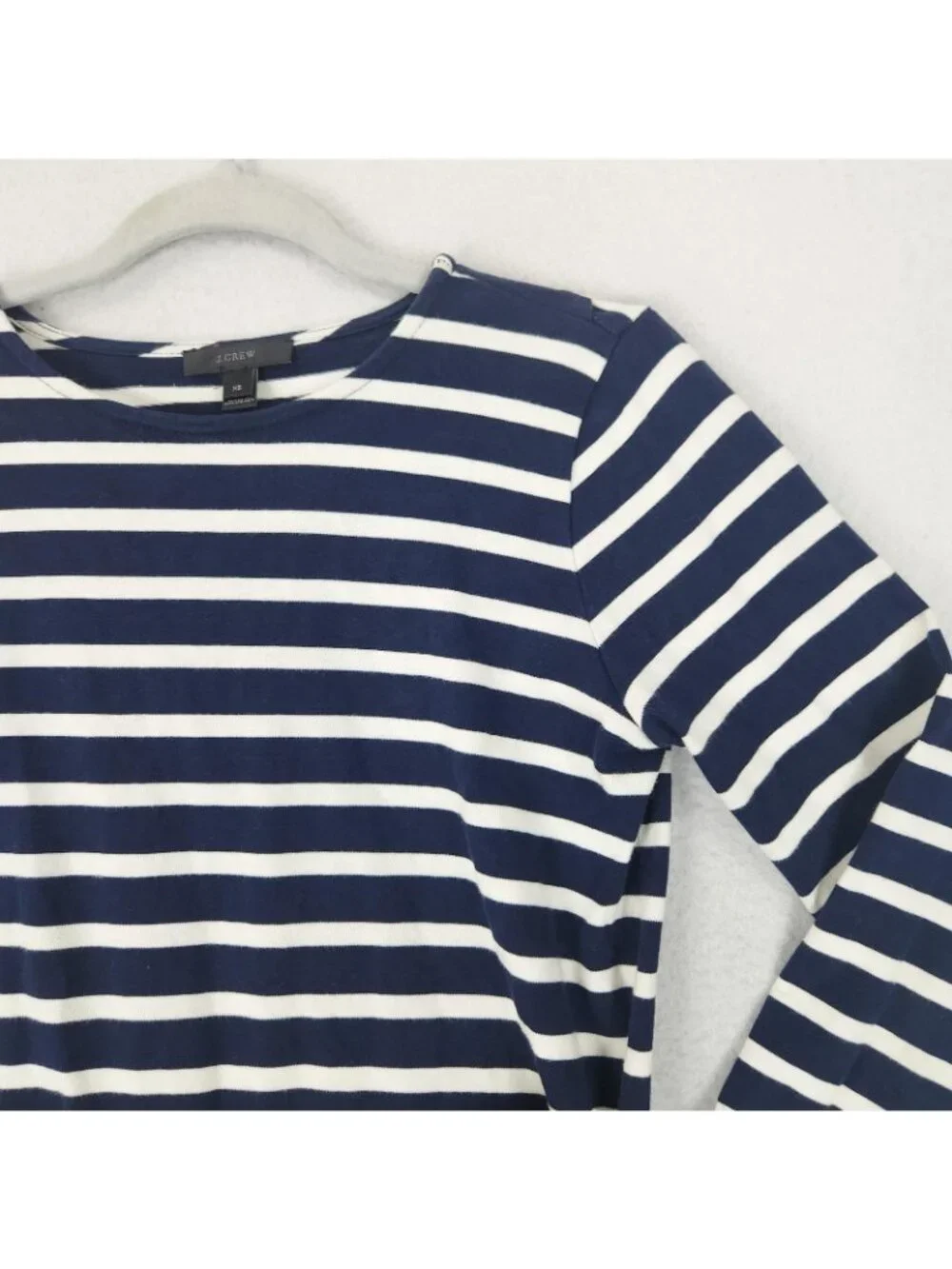 J Crew Shirt Womens XS Blue Striped Tie Waist Nautical Belted Split Back Top